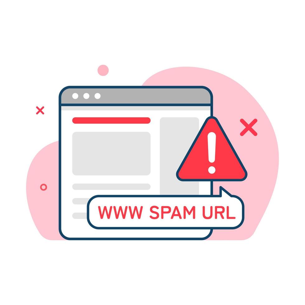 no haga clic en URL de spam, concepto de hipervínculo sospechoso y peligroso ilustración diseño plano vector eps10. elemento gráfico moderno para página de inicio, interfaz de usuario de estado vacío, infografía, icono