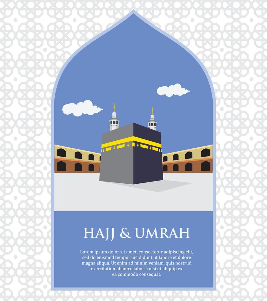 cartel de diseño hajj con vector kaaba