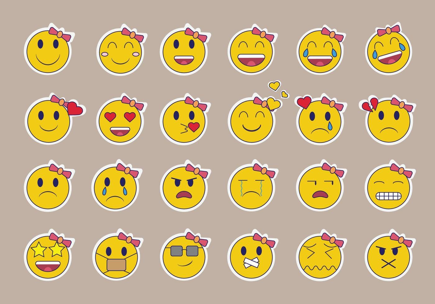 Emoticon stickers collection vector design.