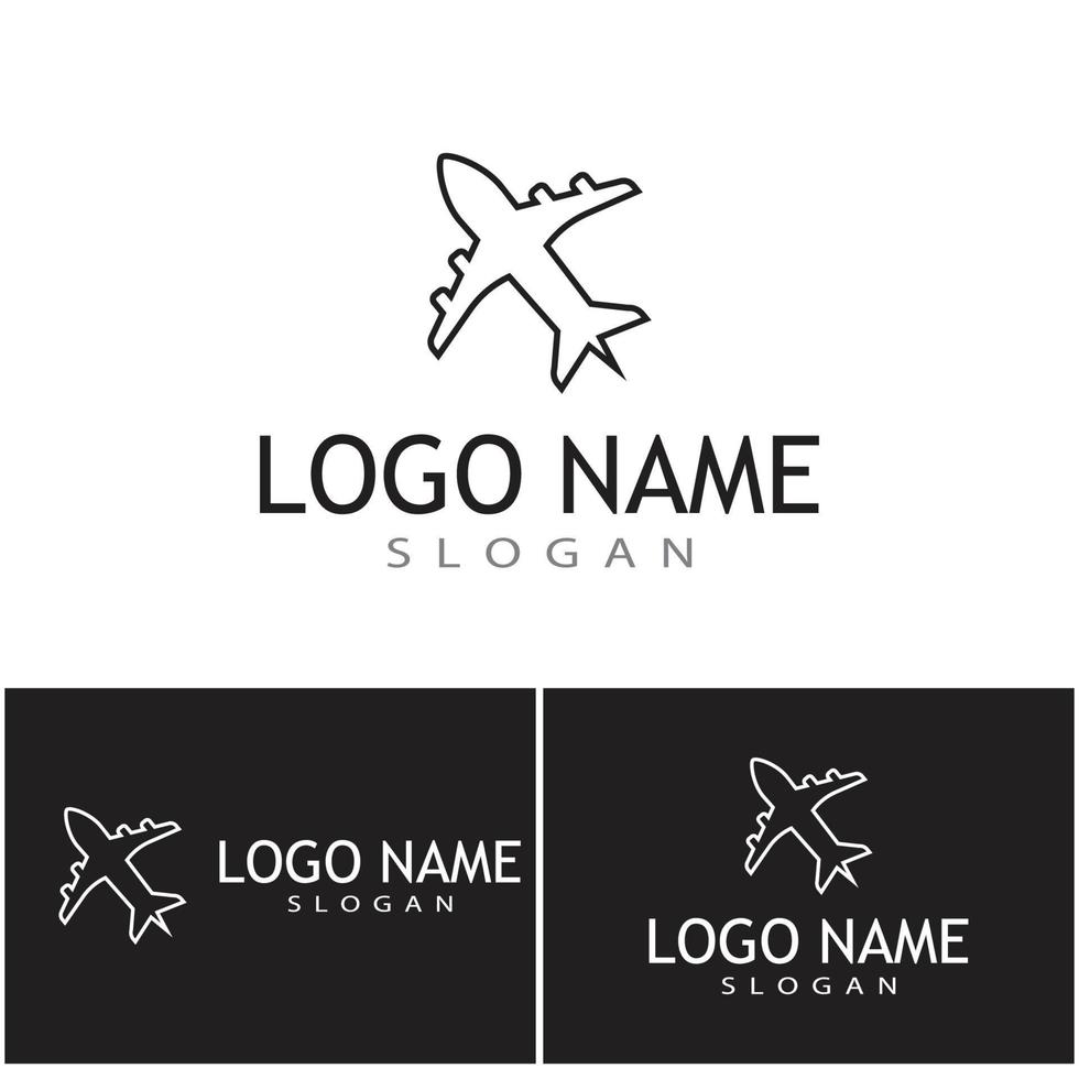 Plantilla de logotipo de diseño de ilustración de vector de icono de avión