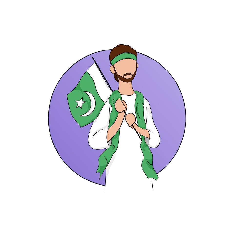 Illustration of man celebrate of pakistan indepence day in august vector