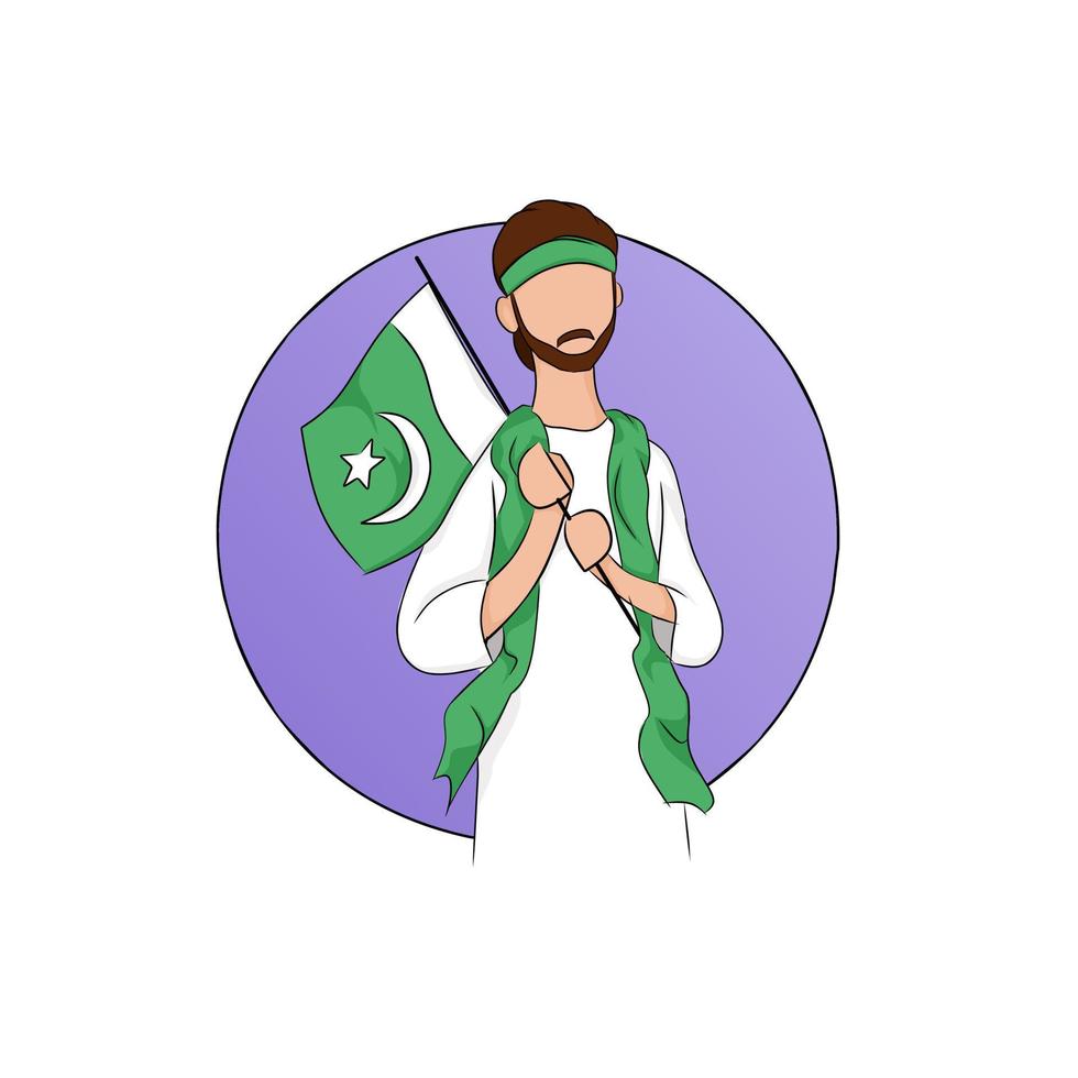 ilustración del hombre celebra el día de la independencia de pakistán en agosto vector