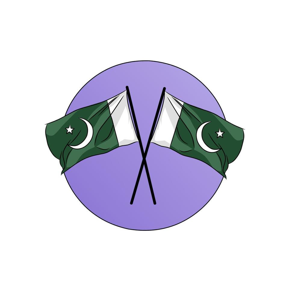 dos banderas de pakistán adecuadas para celebrar el día de la independencia de pakistán y otros vector