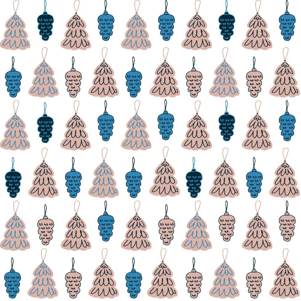 christmas background christmas tree decorations and cones vector seamless pattern