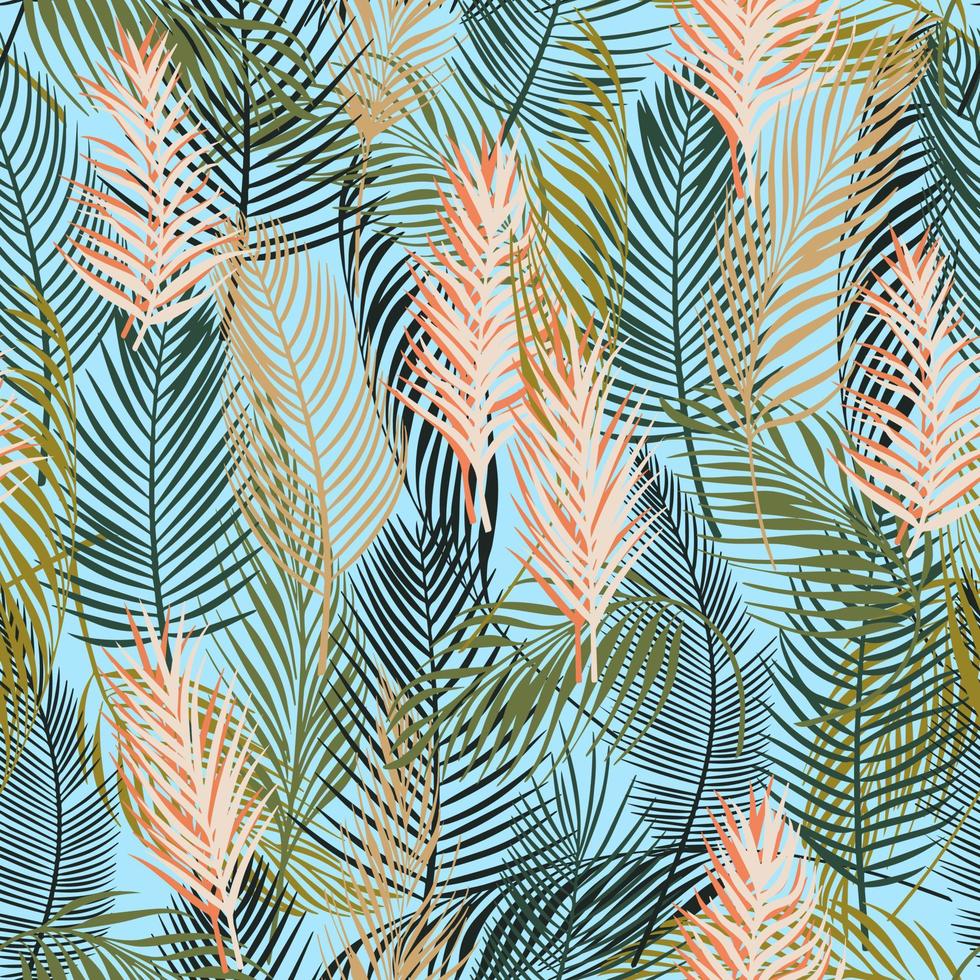 fondo tropical hojas de palma vector patrón sin costuras