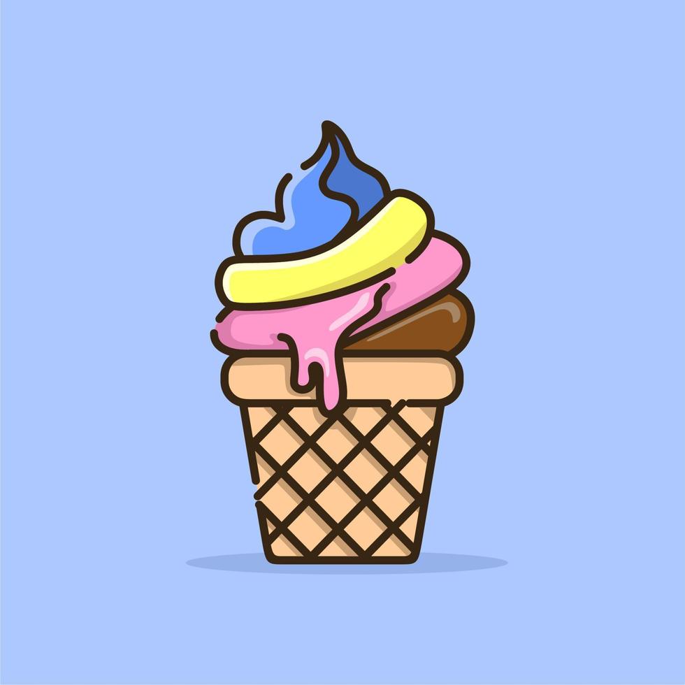 icono de helado ilustración vectorial sobre fondo azul vector