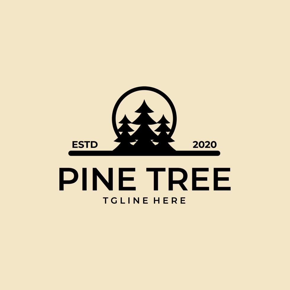 pine tree vintage logo design icon template vector