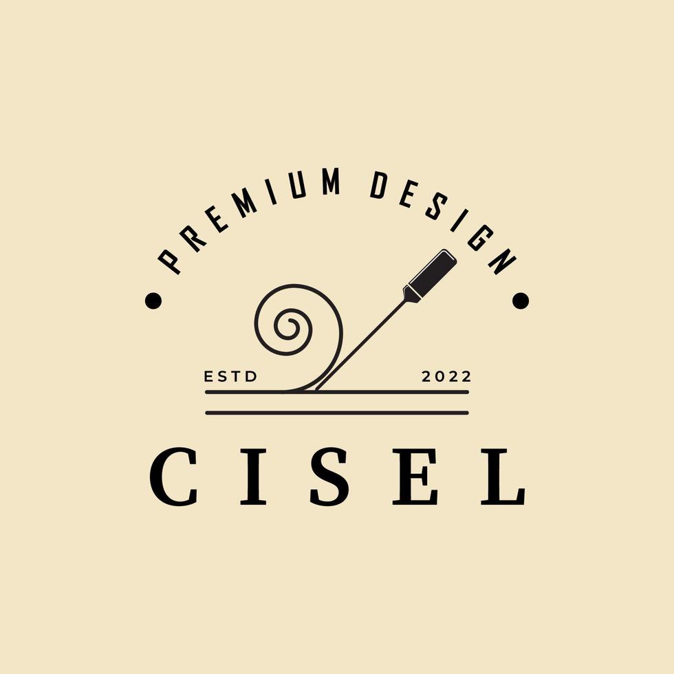 chisel vintage logo vector symbol for woodwork carpentry illustration design