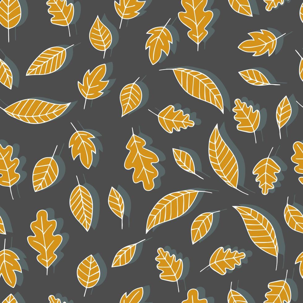 hojas de otoño vector de patrones sin fisuras. Fondo para telas, estampados, embalajes y postales.