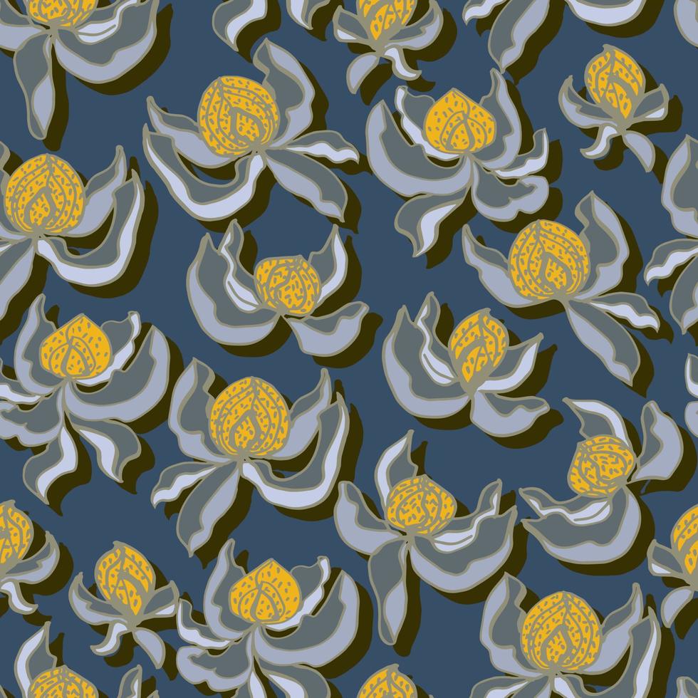 flower buds with foliage botanical vector seamless pattern