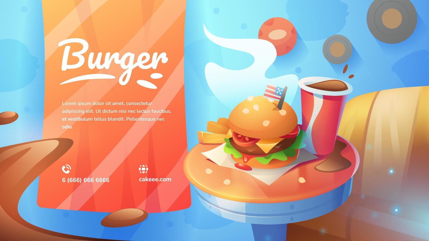 Illustration of a hamburger and cola for a cafe vector