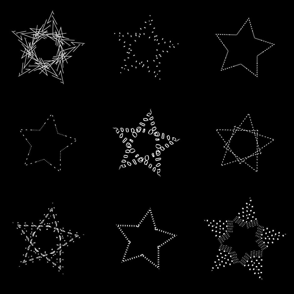 set of vector openwork stars with ornament