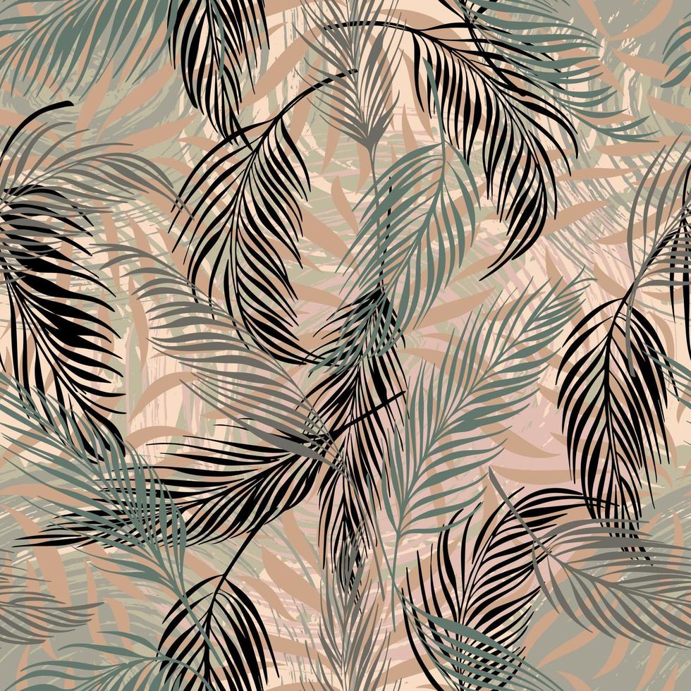 tropical background  palm leaves vector seamless pattern