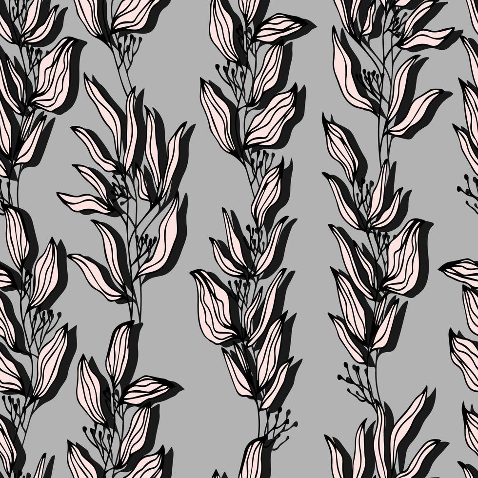 Botanical branches stems with leaves vector seamless pattern forest