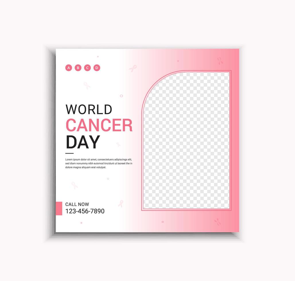 publicación en redes sociales y plantilla de banner web del día mundial contra el cáncer vector