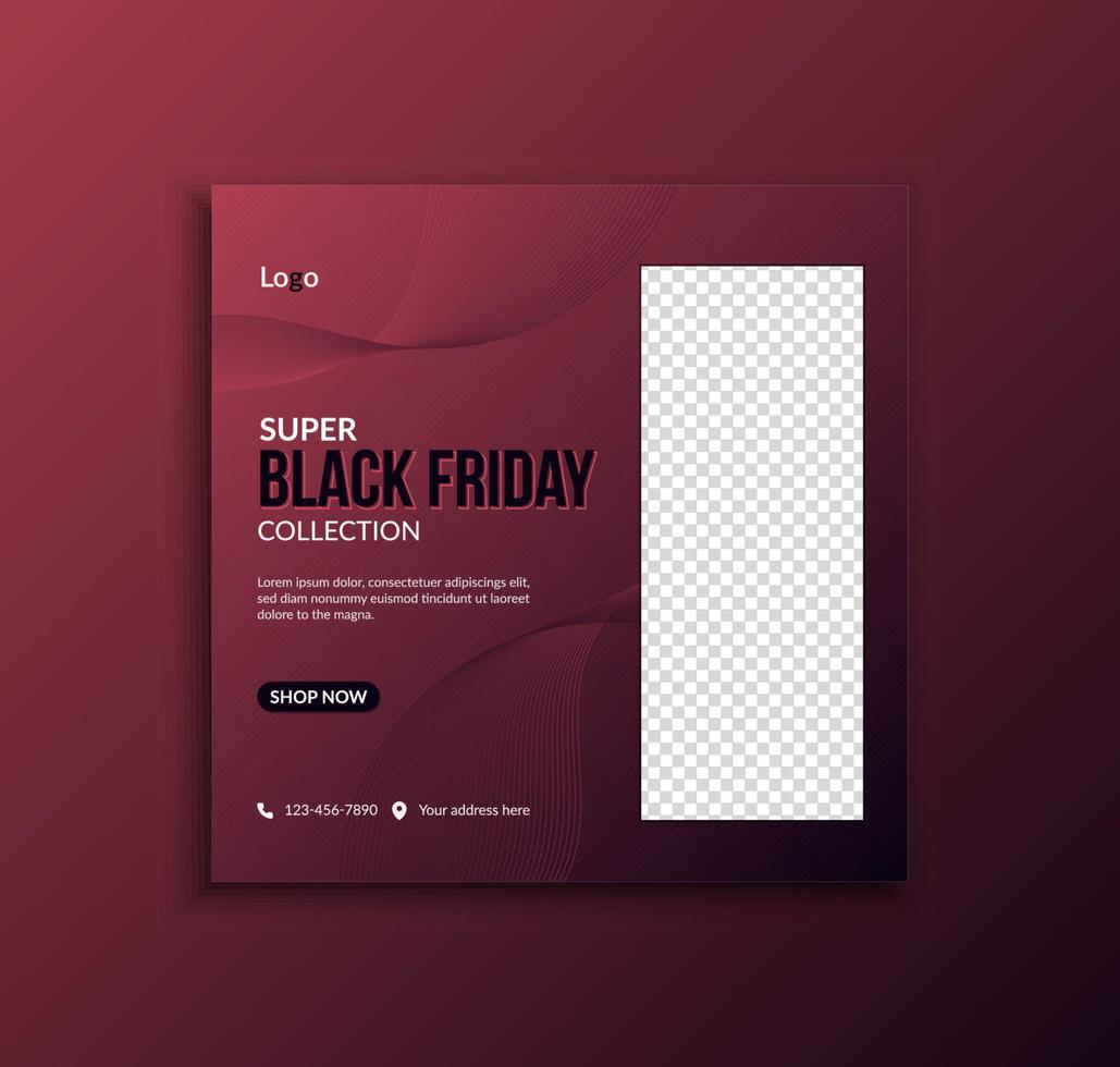 Black Friday modern social media post and web banner template layout vector