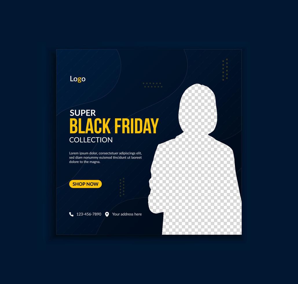 Black Friday social media post and web banner template vector