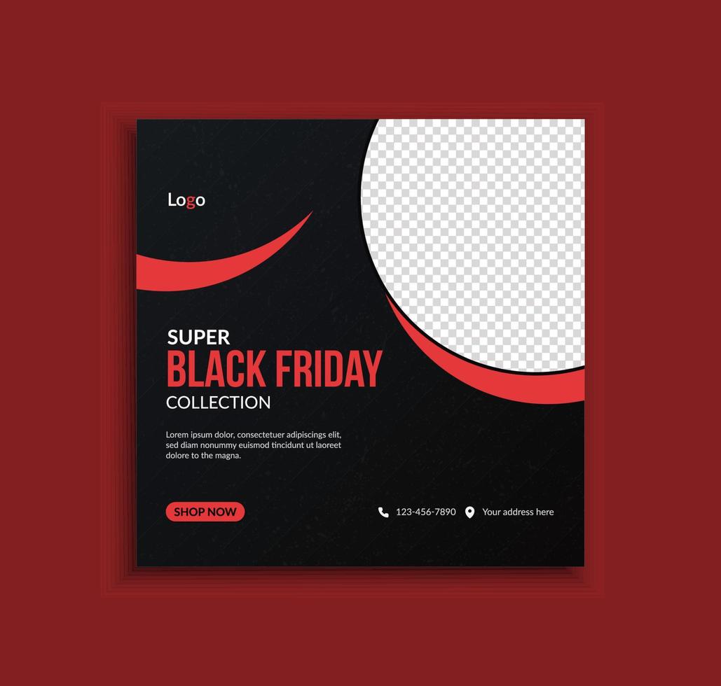 Black Friday creative social media post and web banner template vector