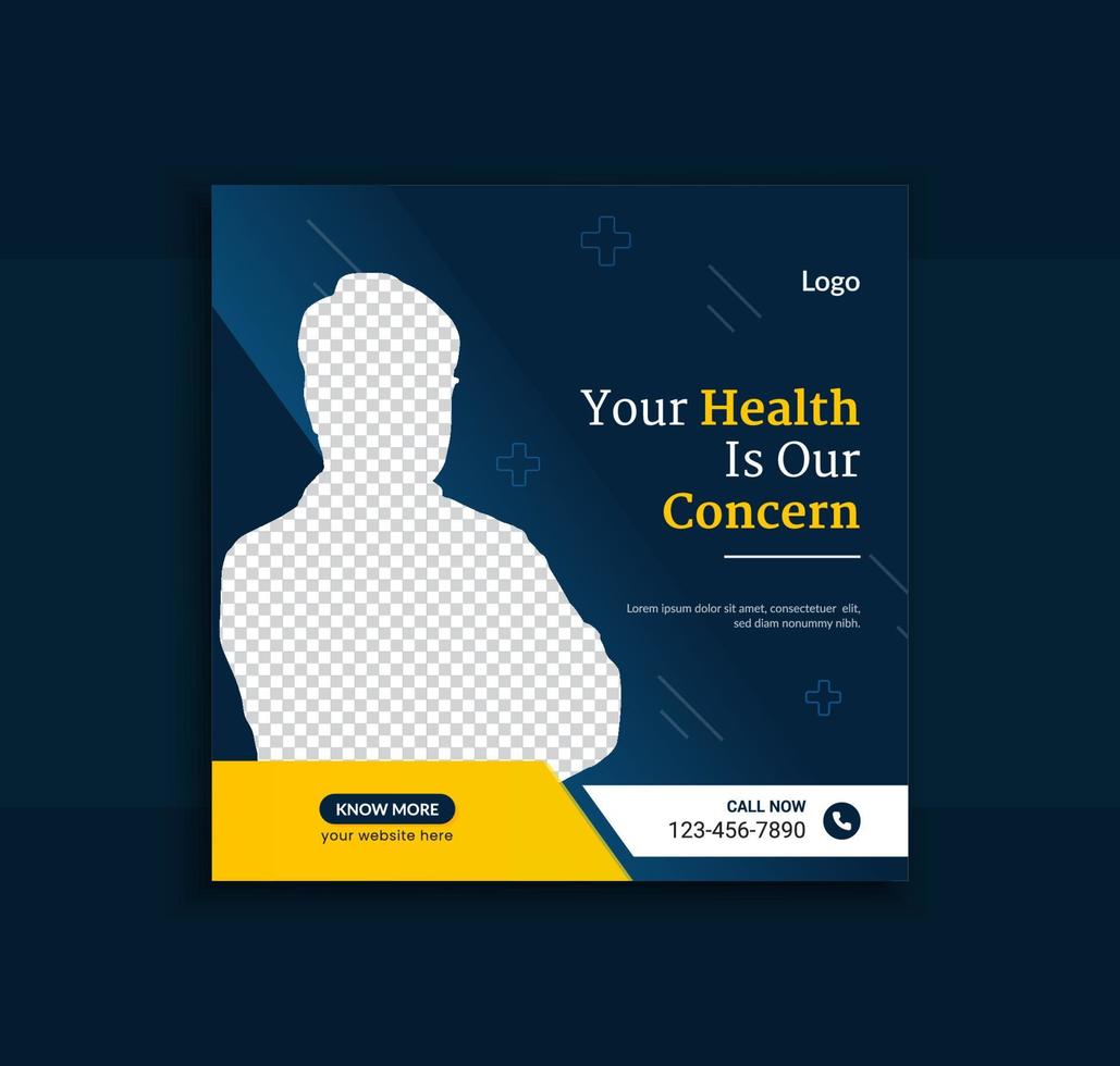Modern medical healthcare service social media post template design vector