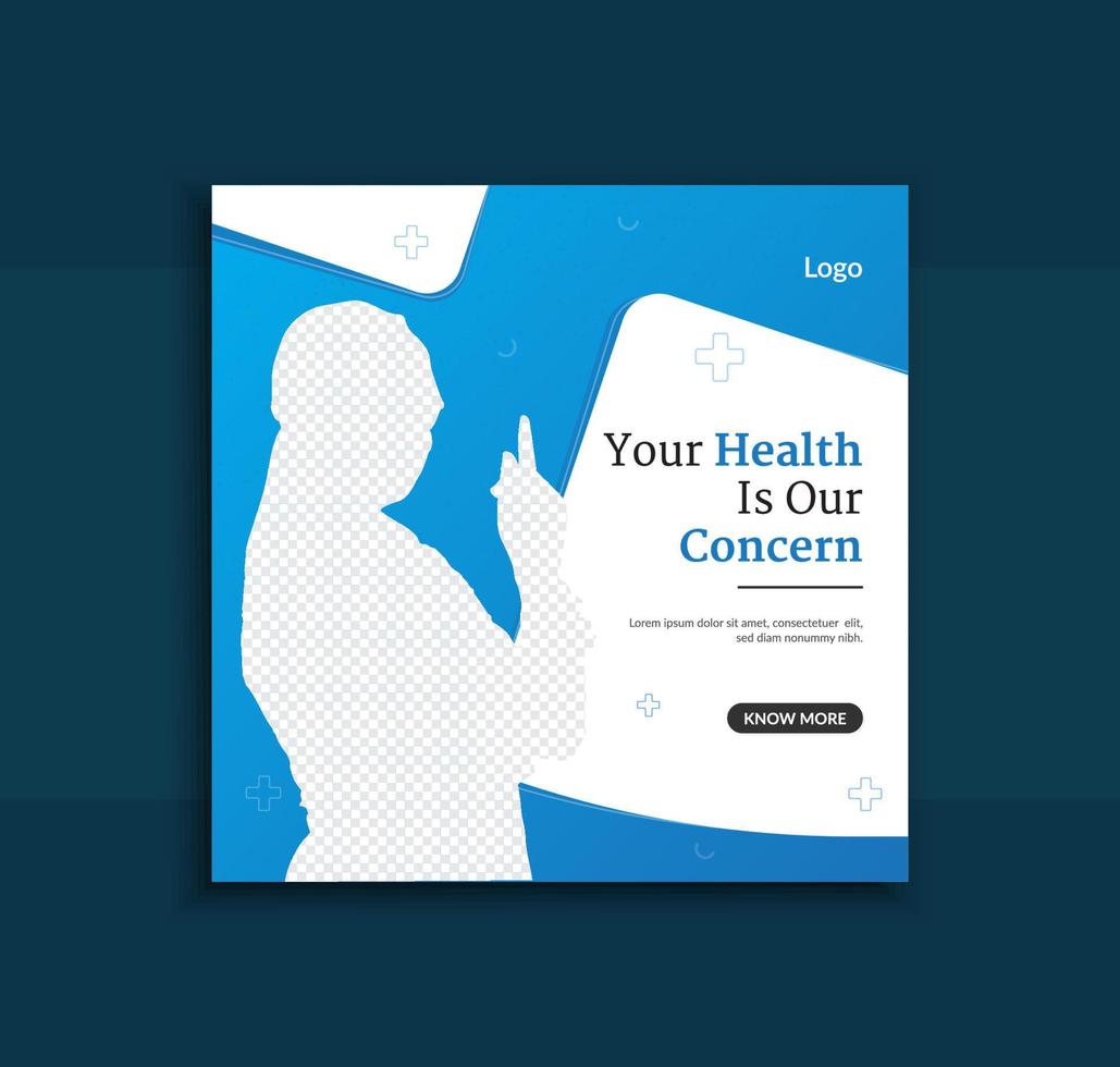 Unique medical healthcare service social media post template vector