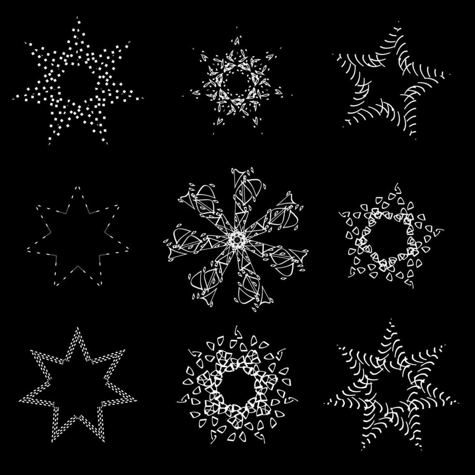 set of vector openwork stars with ornament