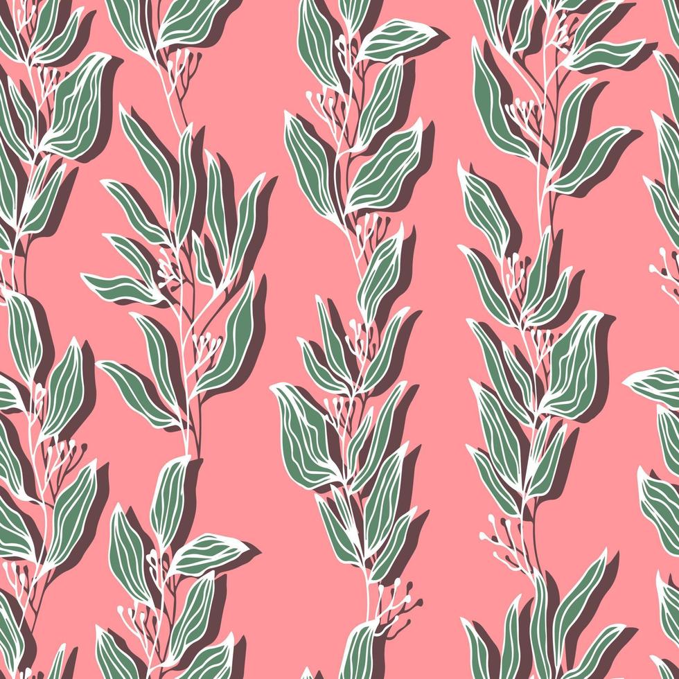 Botanical branches stems with leaves vector seamless pattern forest