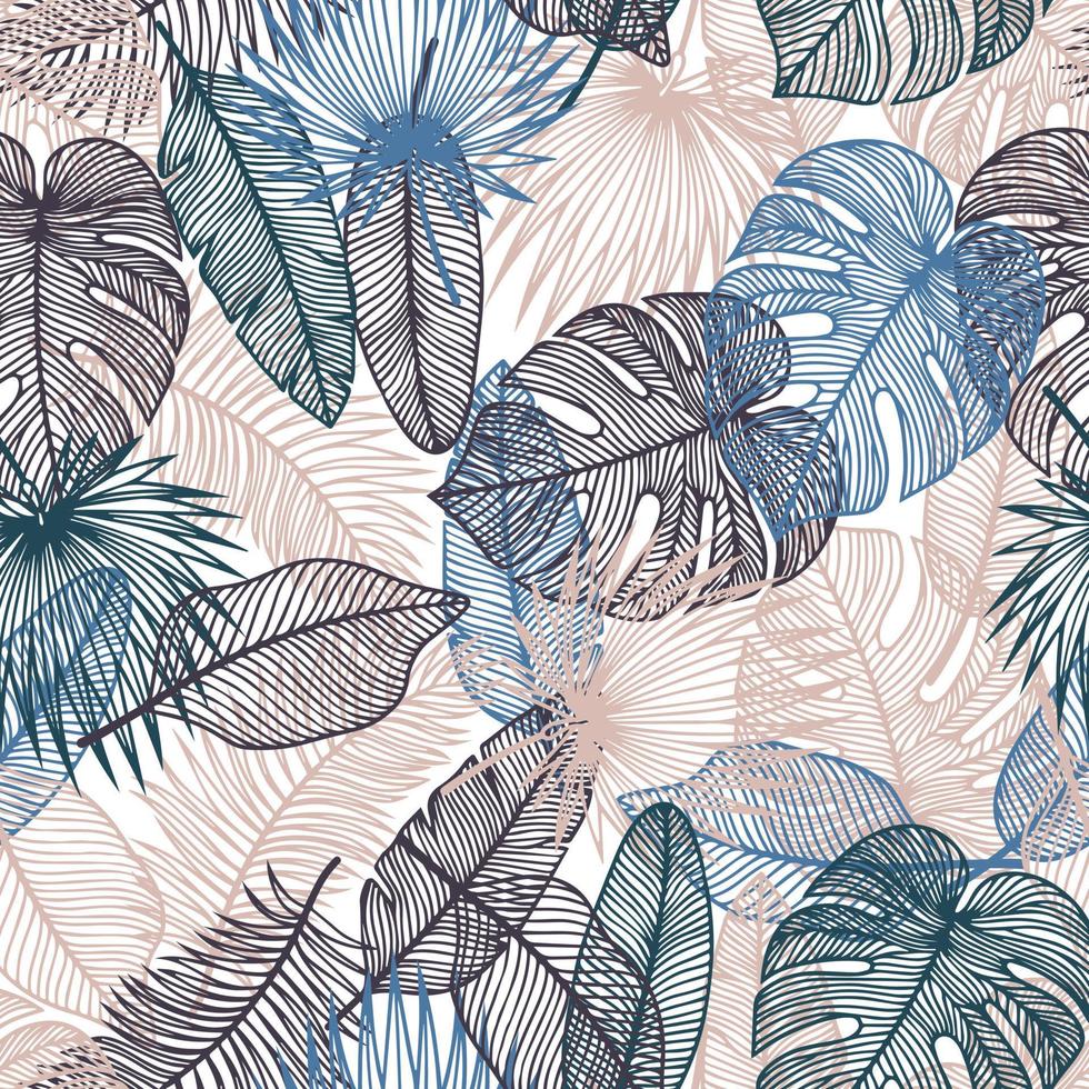 tropical background  palm leaves vector seamless pattern