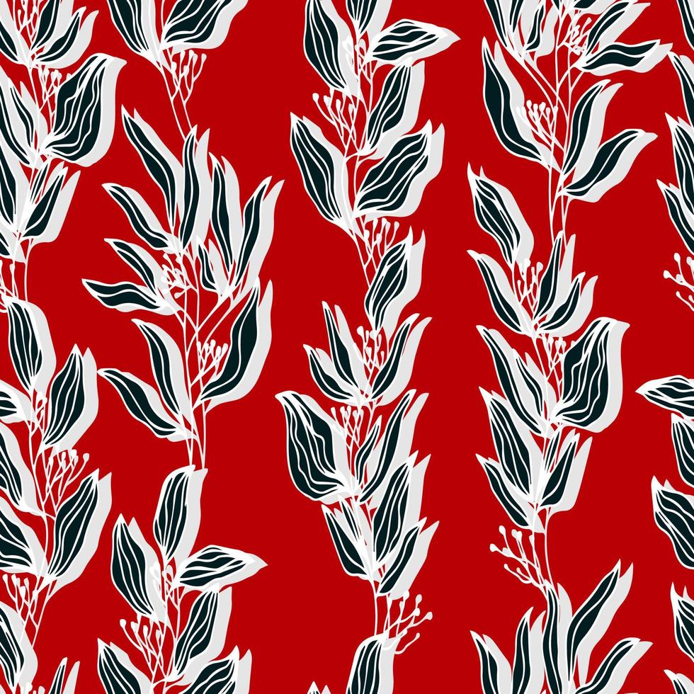Botanical branches stems with leaves vector seamless pattern forest