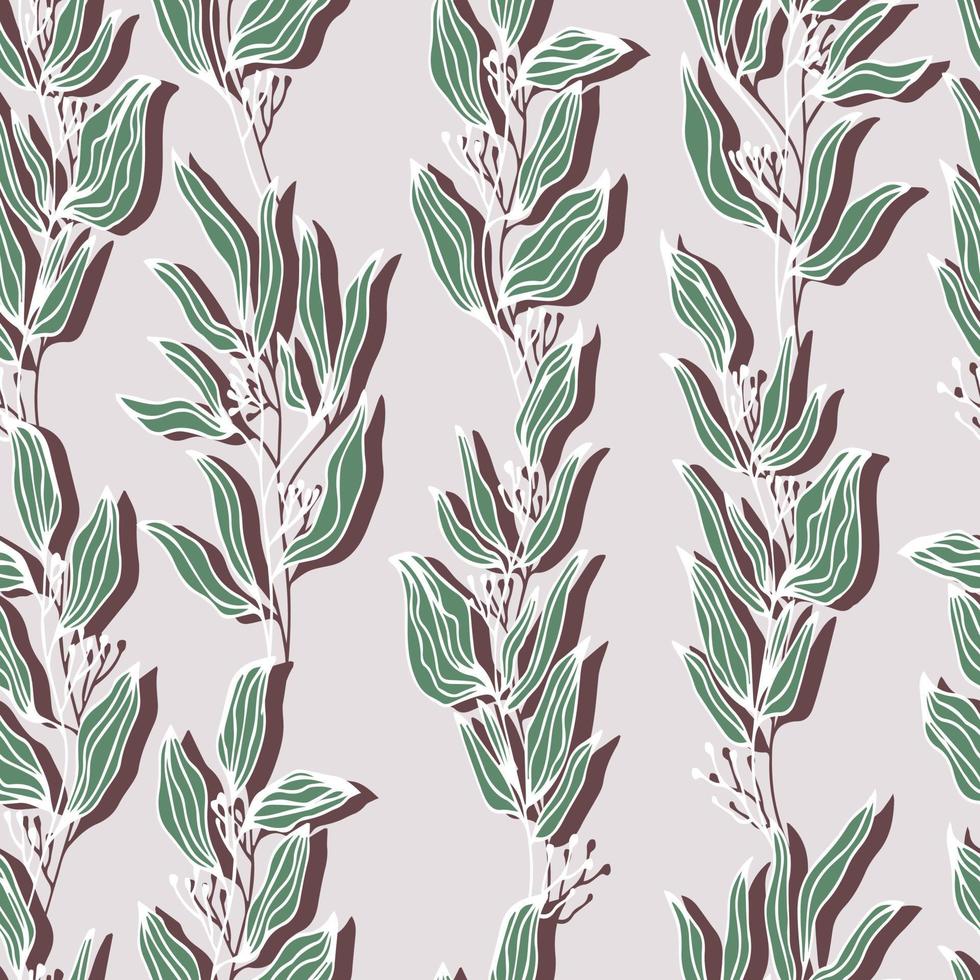 Botanical branches stems with leaves vector seamless pattern forest