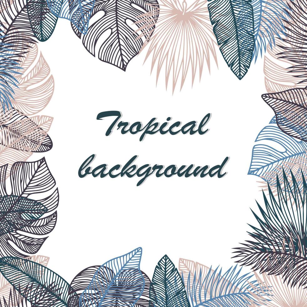 tropical background vector palm and banana leaves summer exotic frame