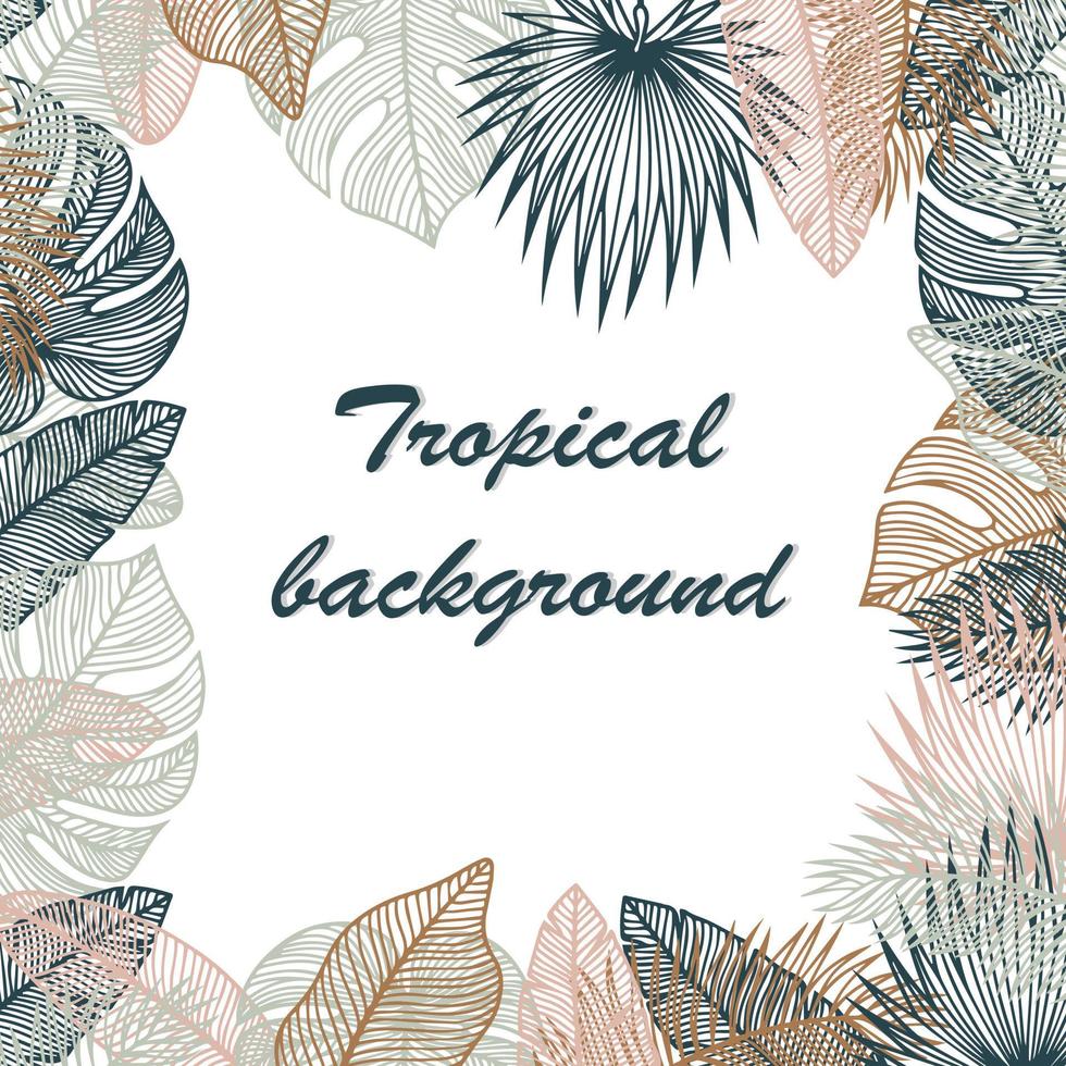 tropical background vector palm and banana leaves summer exotic frame