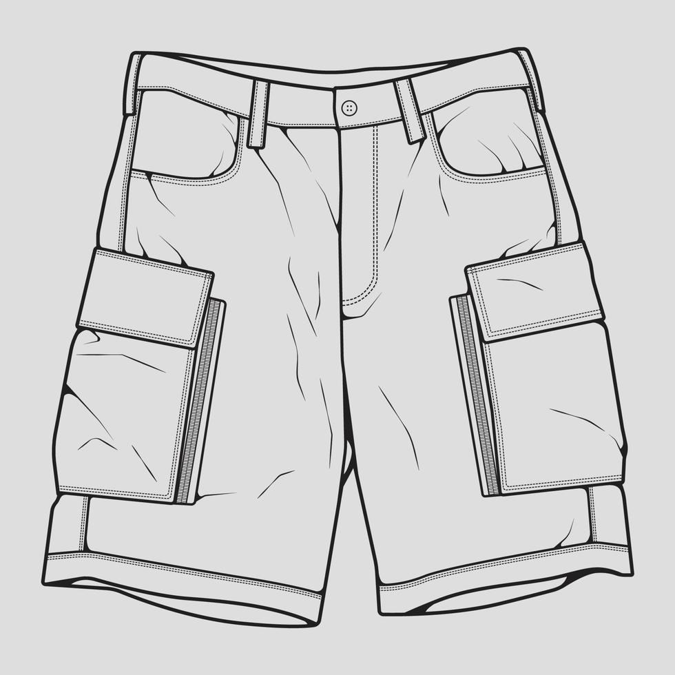 vector de dibujo de contorno de pantalones cortos, pantalones cortos en un  estilo de boceto, contorno de plantilla de entrenadores, ilustración  vectorial. 8327322 Vector en Vecteezy