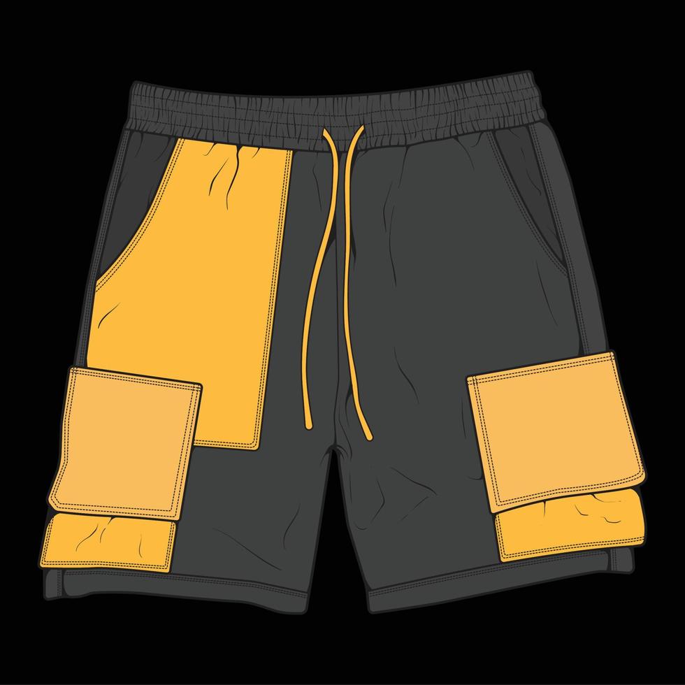 short pants color block drawing vector, short pants in a sketch style, trainers template, vector Illustration.