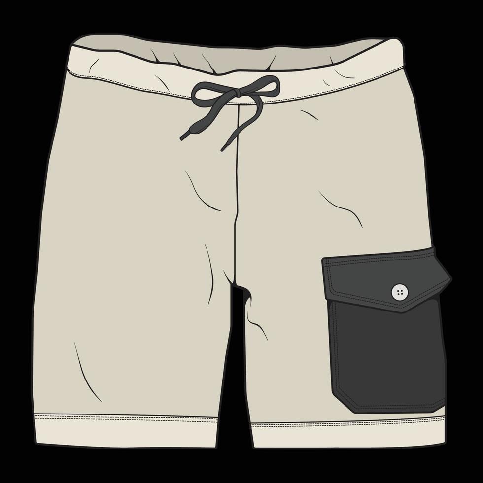 vector de dibujo de bloque de color de pantalones cortos, pantalones cortos en un estilo de boceto, plantilla de entrenadores, ilustración vectorial.