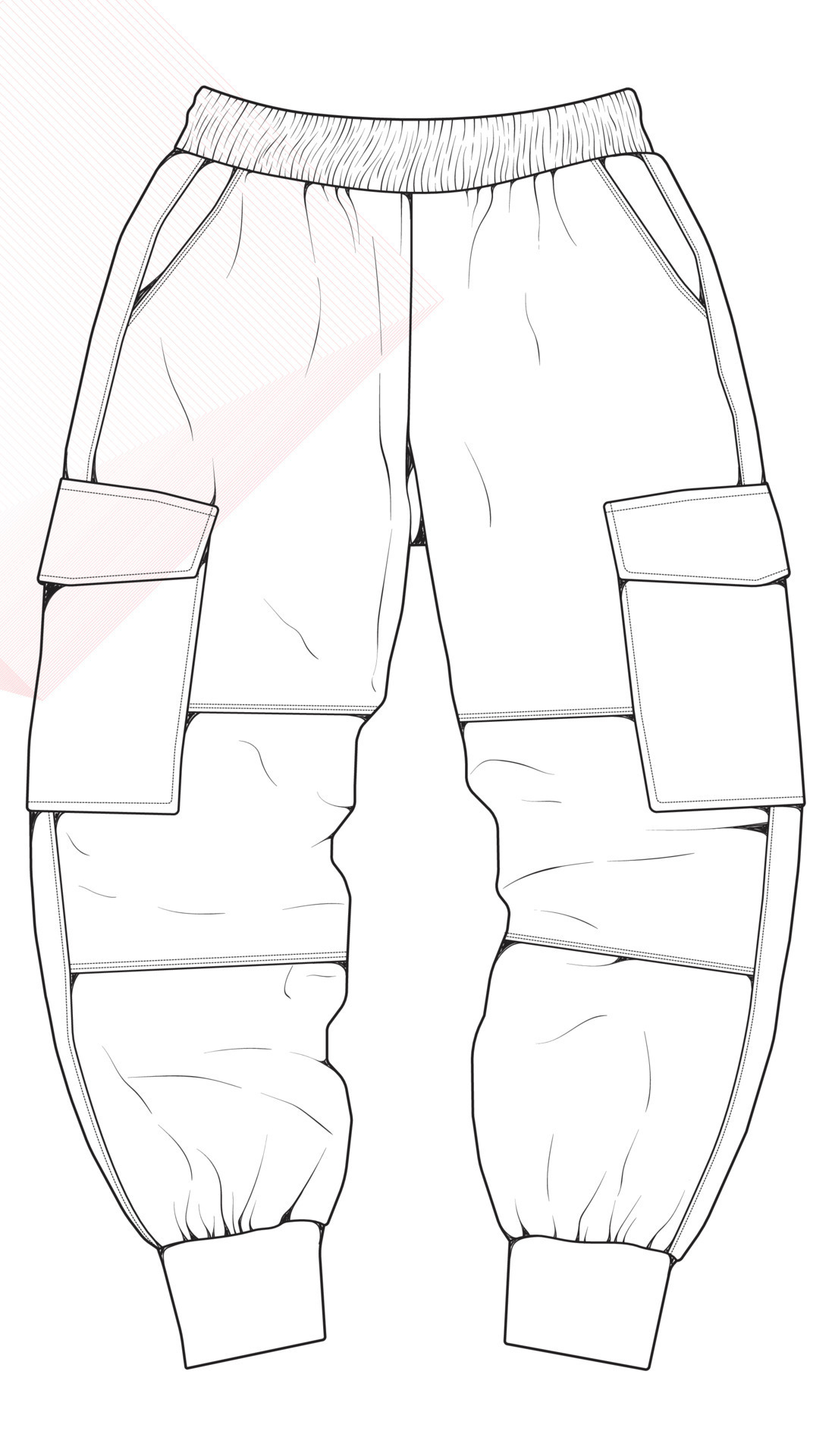 Fashion technical sketch men regular fit cargo pants with 4 patch  pockets tasmeemMEcom
