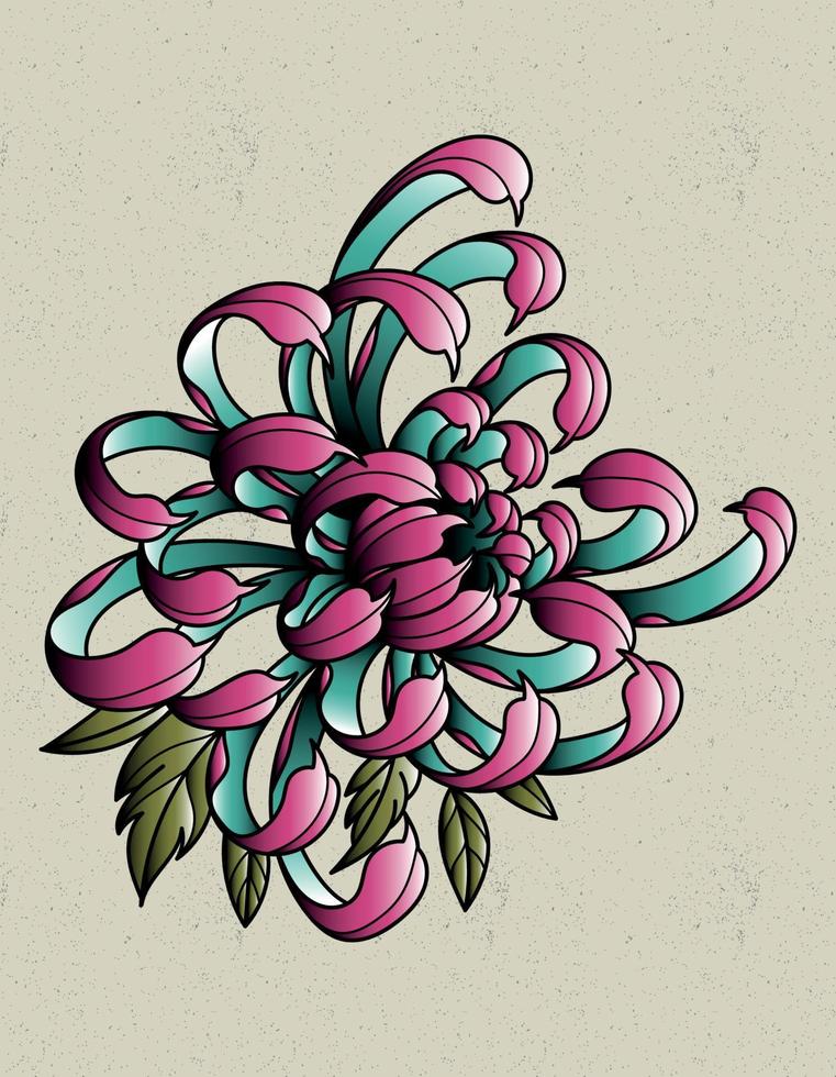 chrysantemum tattoo old school vector