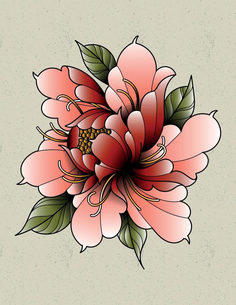 Peony Set Colorful Sketch Traditional Tattoo Stock Vector Royalty Free  424051273  Shutterstock