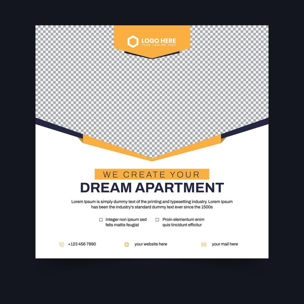 Real estate business social media post and square banner template design vector