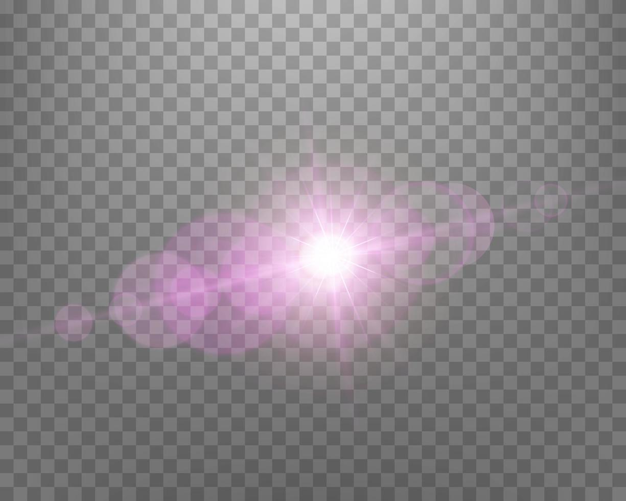 Sunlight lens flare, sun flash with rays and spotlight. Vector illustration.