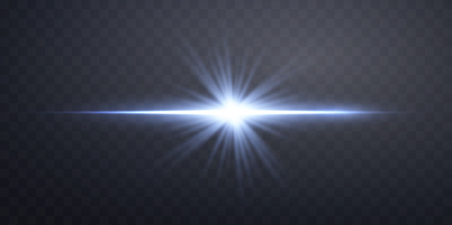 Vector blue light with lens flares. Sun, sun rays, dawn, glare