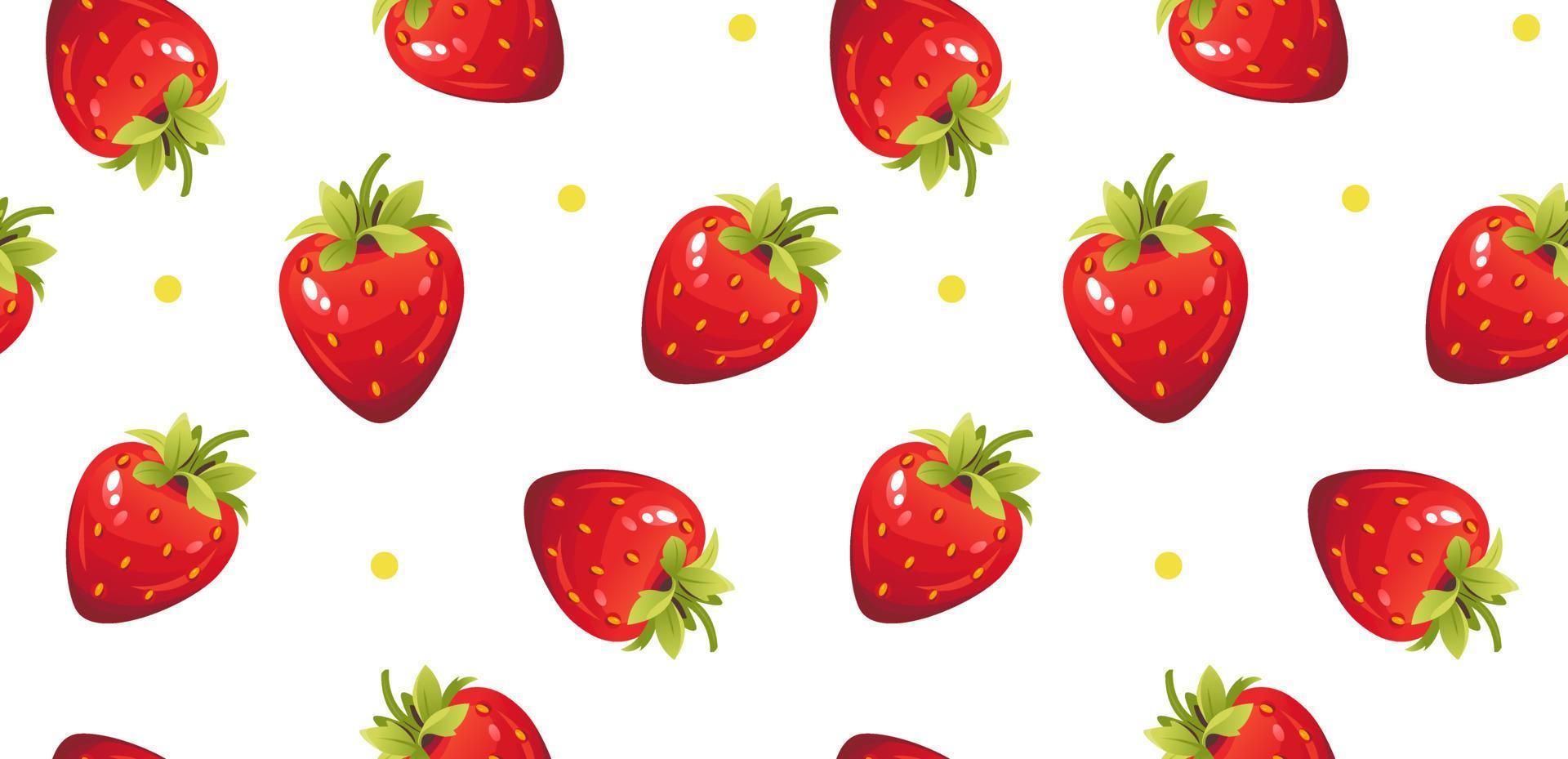 Seamless pattern with strawberries. Berry summer pattern. Cartoon vector illustration