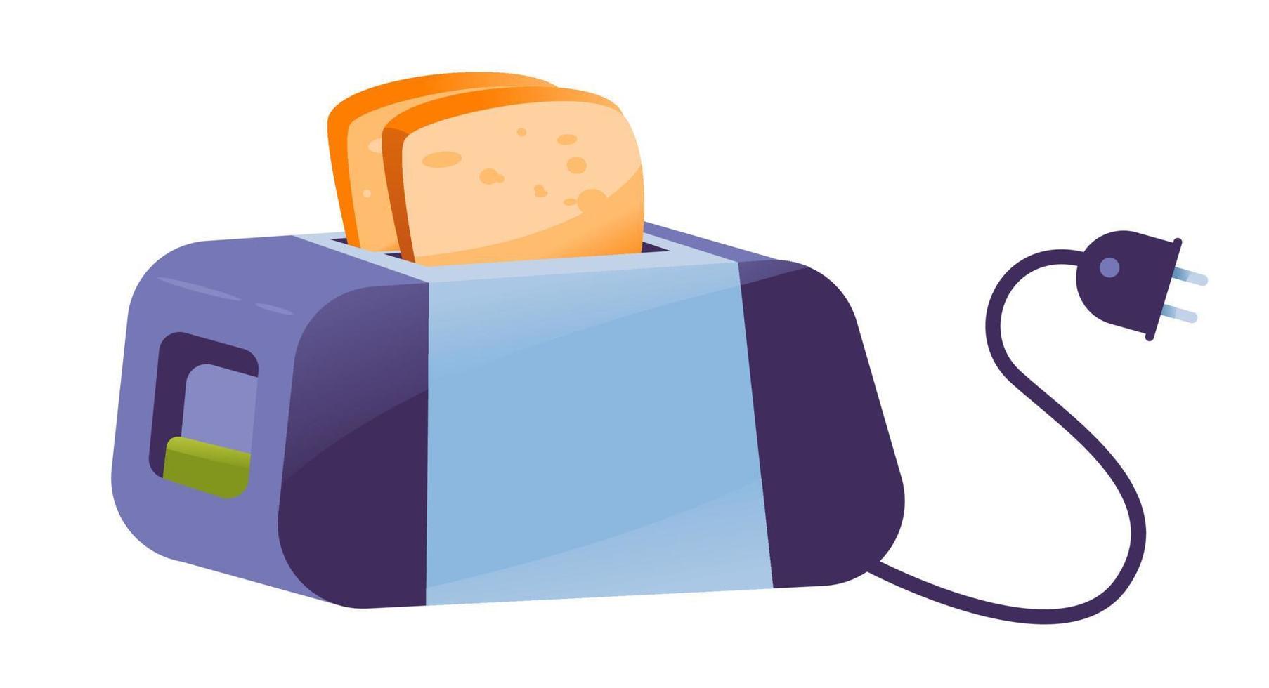 Toaster with bread inside. Vector illustration in cartoon style. Kitchen utensils.