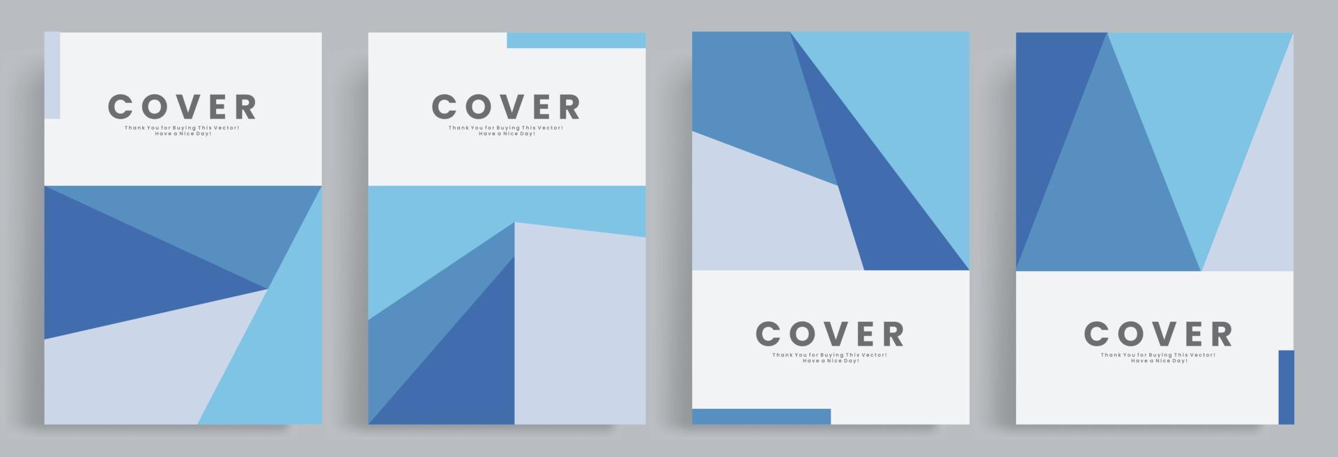 4 sets abstract blue geometrical cover template. Vector EPS 10. Suitable for book covers, posters, decorations, web template, presentation, brochures, leaflet, invitation card etc.