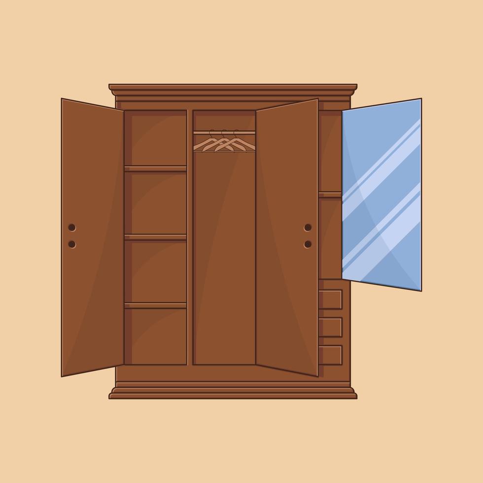 Teak wood wardrobe vector illustration