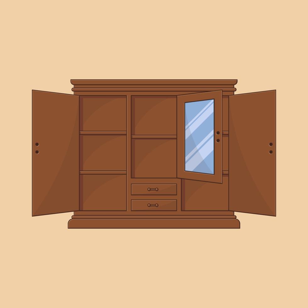 Teak wood wardrobe vector illustration