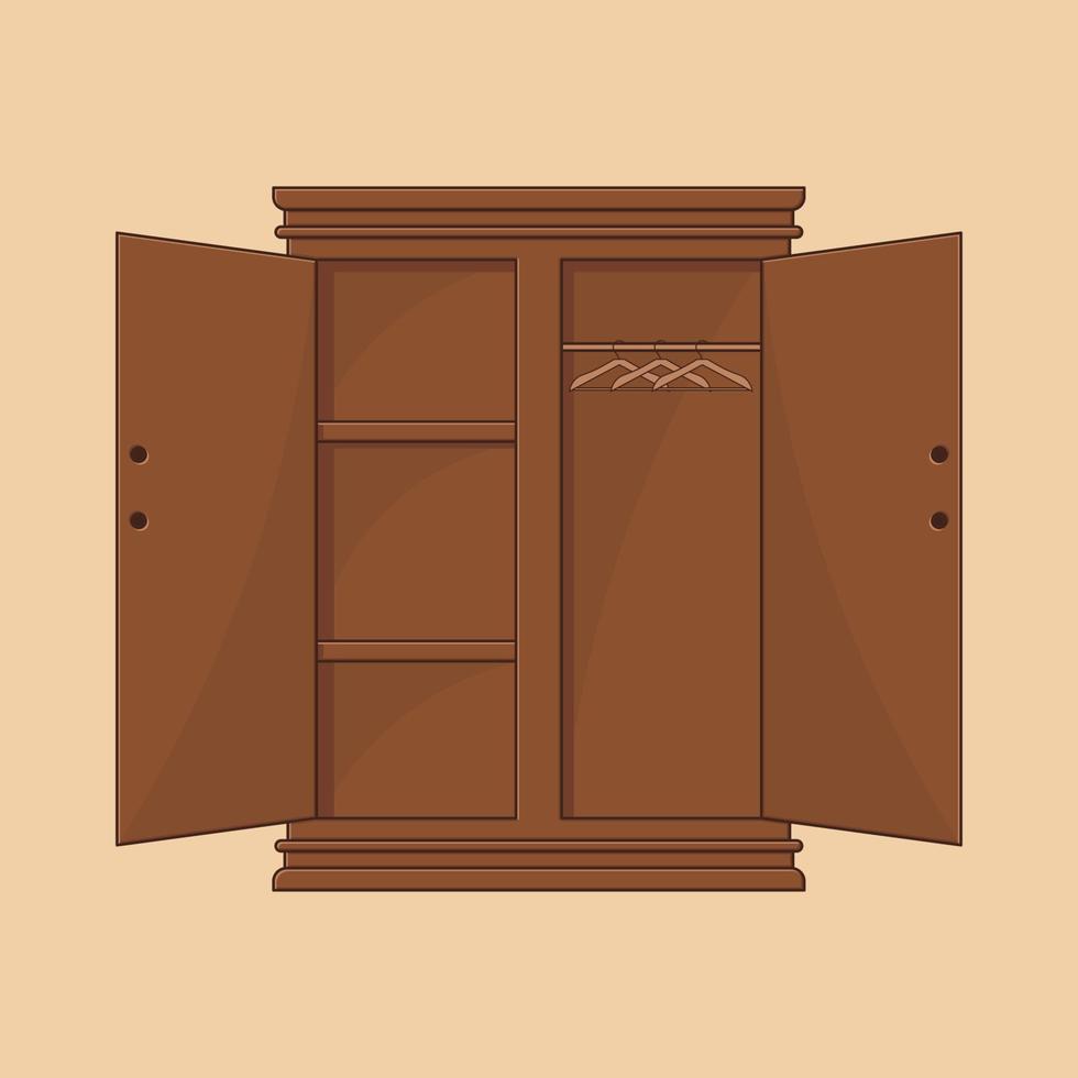 Teak wood wardrobe vector illustration