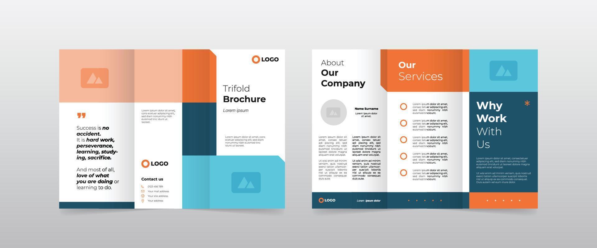 modern simple business trifold brochure design template vector