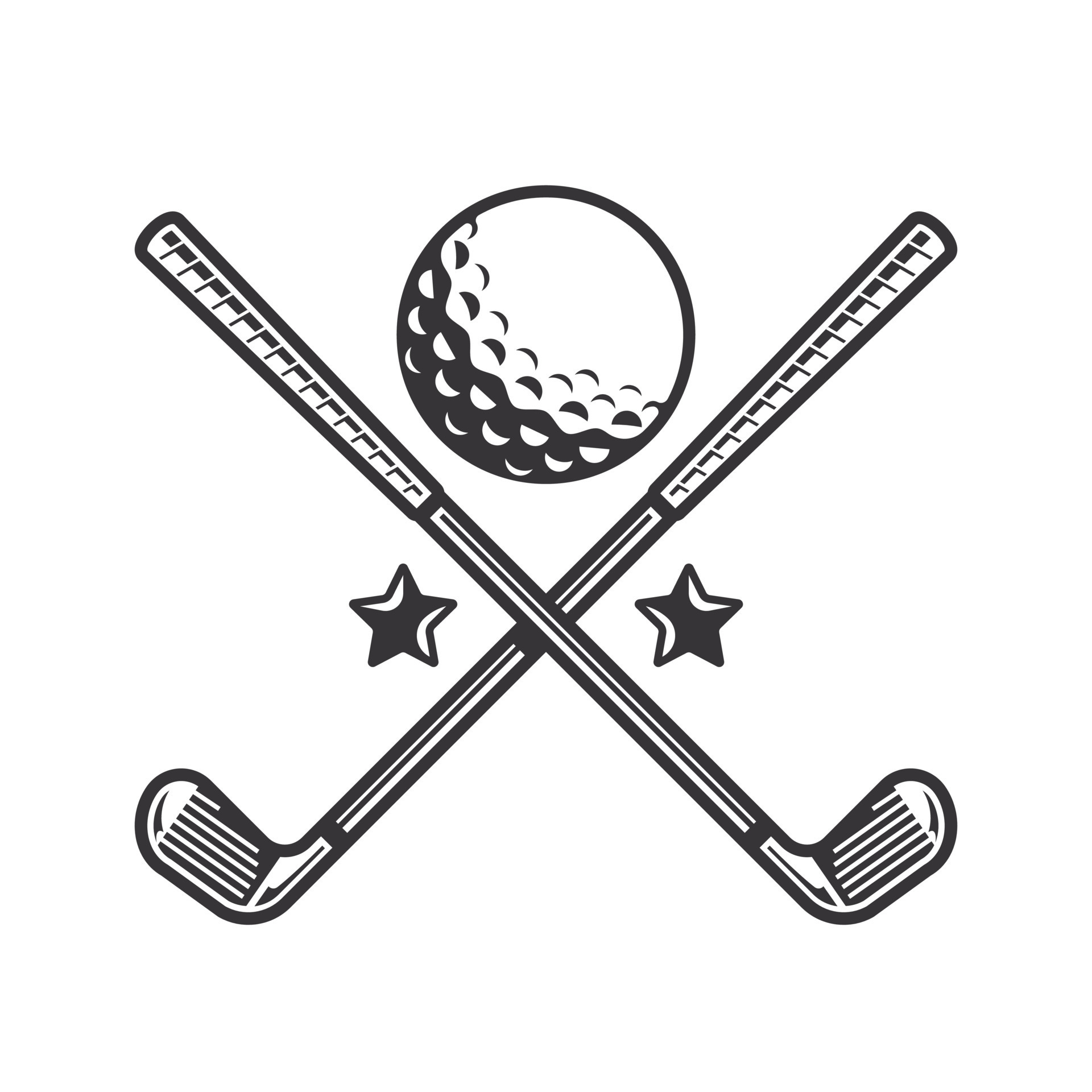 Black golf club silhouette. golf club Line art logos or icons. vector