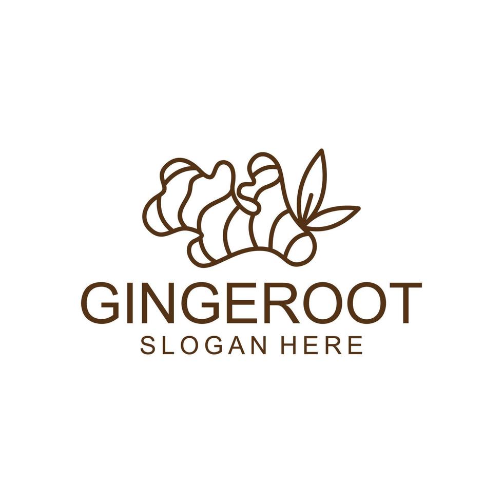 Ginger root logo. Round linear logo of ginger on white background vector