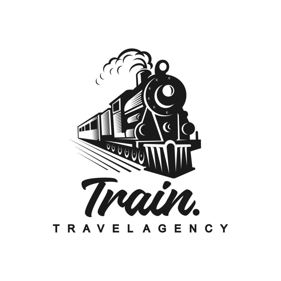vintage logo train vector template illustration